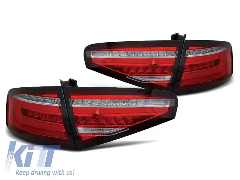 Kit de stopuri LED de tuning potrivit pentru Audi A4 sedan 2012-2015 bază roșie/albă, stânga și dreapta