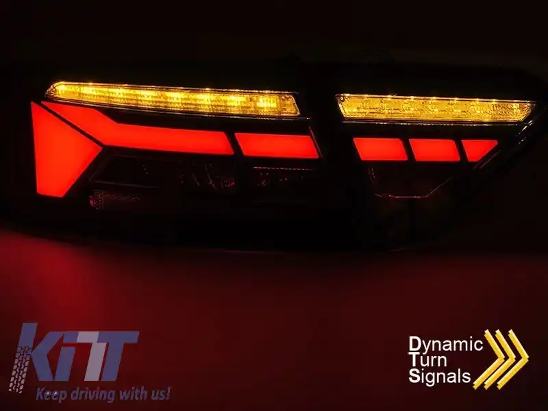 Kit de stopuri LED de tuning potrivit pentru Audi A5 2011-2016 cu bază neagră, cu semnalizare dinamică, stânga și dreapta-image-6151704