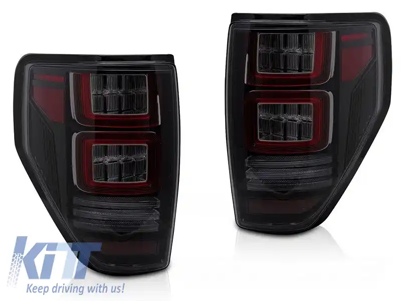 Kit de stopuri LED de tuning potrivit pentru Ford F150 2008-2014, cu semnalizator dinamic, bază fumurie, stânga și dreapta