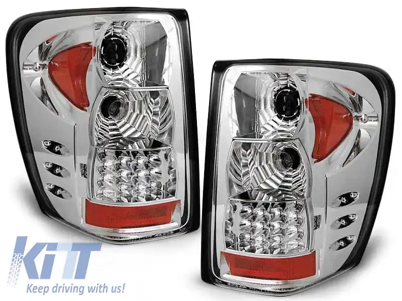 Kit de stopuri LED de tuning potrivit pentru Jeep Grand Cherokee 1999-05.2005 cu bază albă, stânga și dreapta