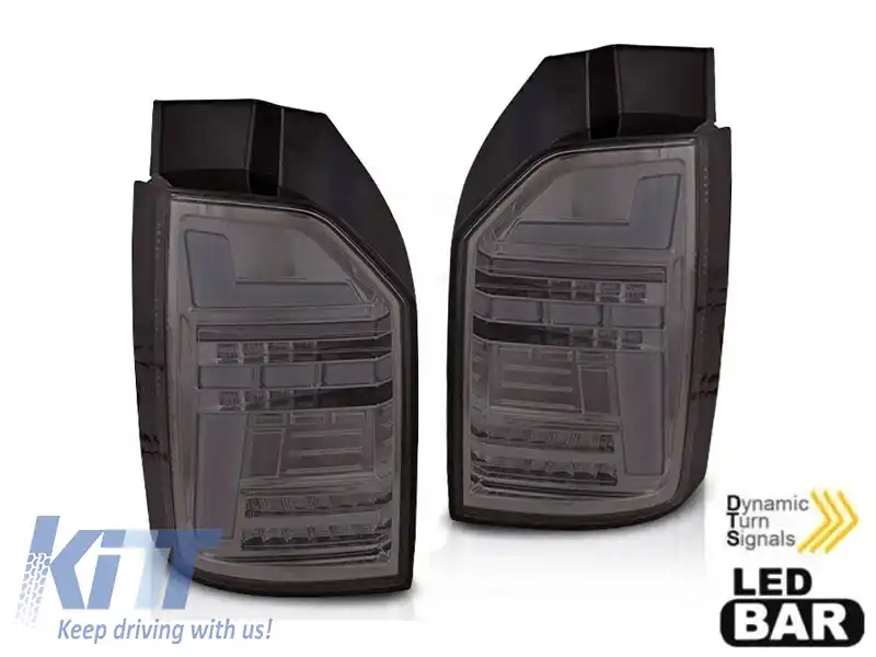 Kit de stopuri LED de tuning potrivit pentru VW T6 2015-2019, bază complet fumurie, stânga și dreapta pentru modelul cu stopuri halogen instalate din fabrică