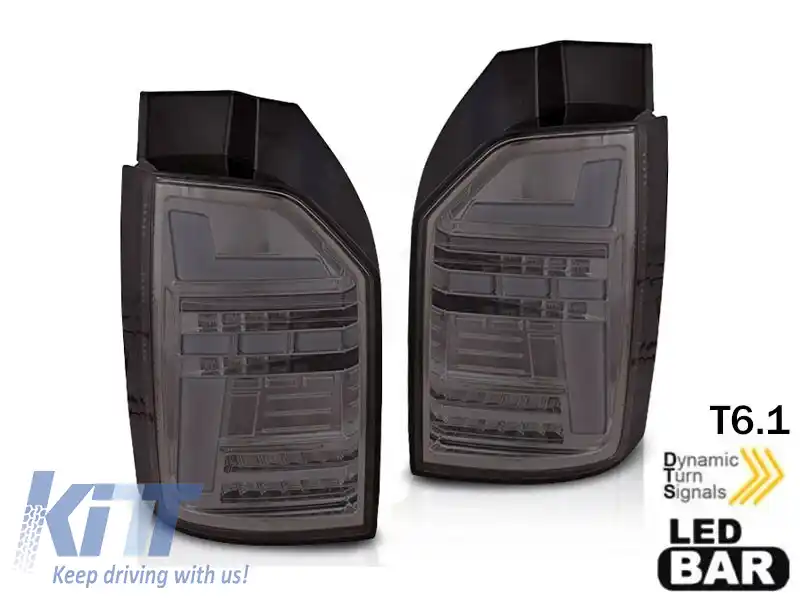 Kit de stopuri LED de tuning potrivit pentru VW T6.1 2019-2021, bază complet fumurie, stânga și dreapta pentru modelul cu stopuri halogen instalate din fabrică