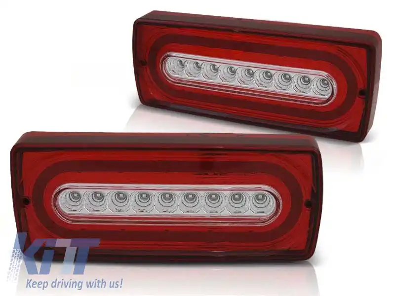 Kit de stopuri LED de tuning potrivit pentru Mercedes G-Class W463 1990-2018 roșu/alb, stânga și dreapta