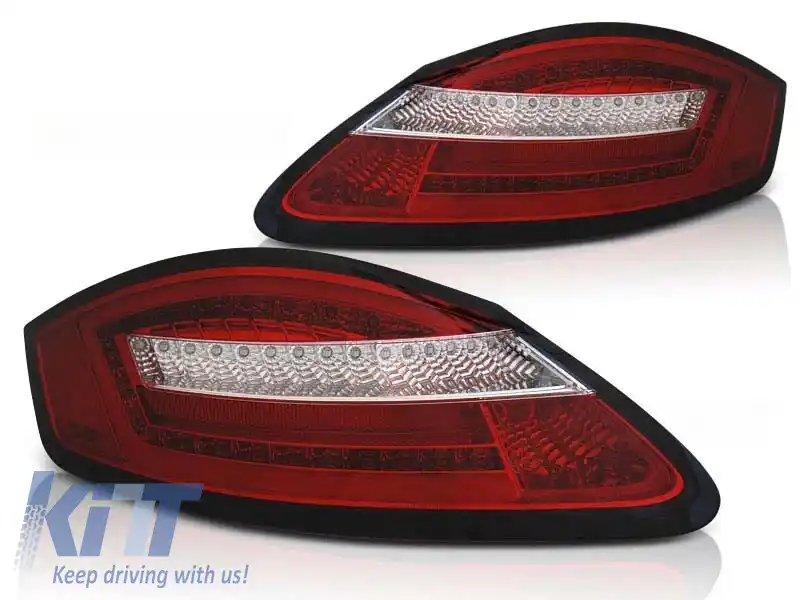 Kit de stopuri LED de tuning potrivit pentru Porsche Boxster 987/Cayman 2005-2008 roșu/alb, stânga și dreapta