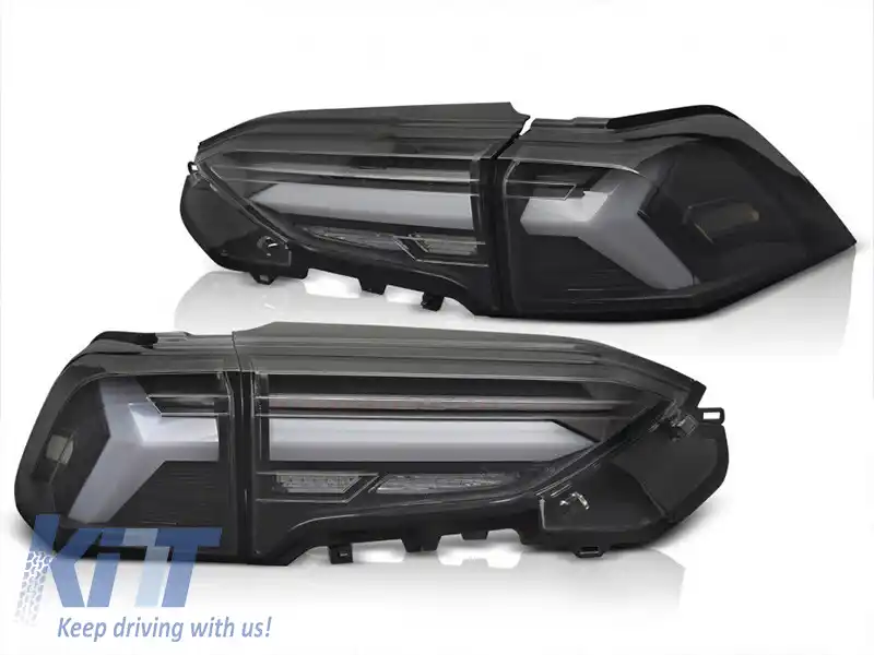 Kit de stopuri LED de tuning potrivit pentru Toyota Rav4 după 2019, bază neagră, cu semnalizare dinamică, stânga și dreapta