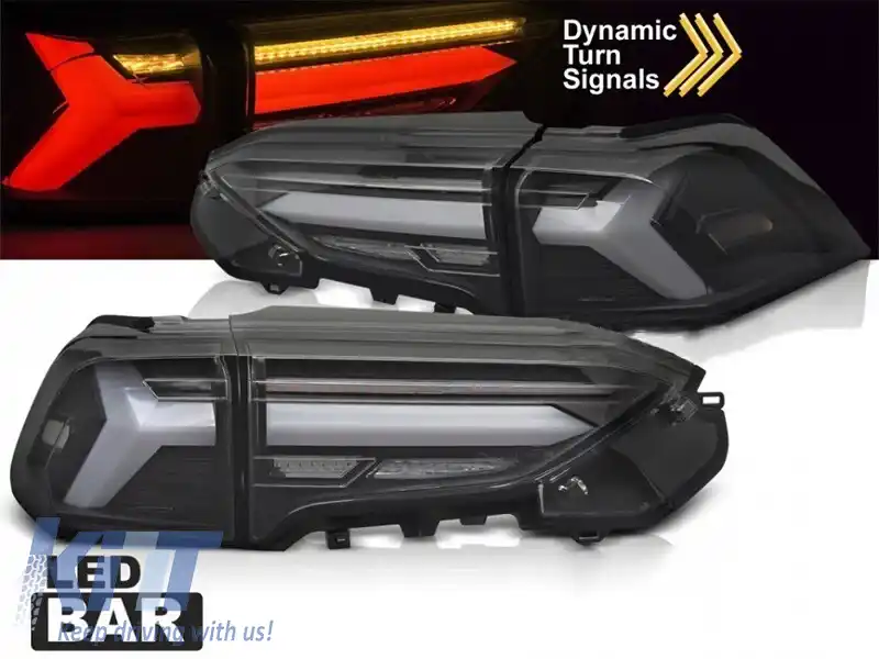 Kit de stopuri LED de tuning potrivit pentru Toyota Rav4 după 2019, bază neagră, cu semnalizare dinamică, stânga și dreapta-image-6237891