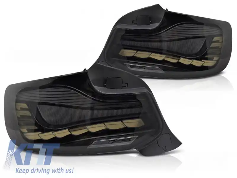 Kit de stopuri LED potrivit pentru BMW Seria 2 F22 Coupe, F23 Cabriolet 2013-2021, M2 F87 2016-2021, cu bază fumurie, stânga și dreapta