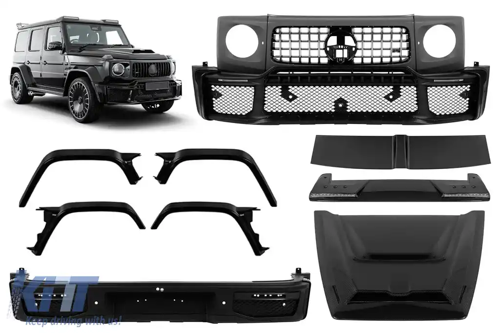Kit de tuning stil BRBS potrivit pentru Mercedes G-Class W465 după 2024 cu elemente cromate, pachet din carbon