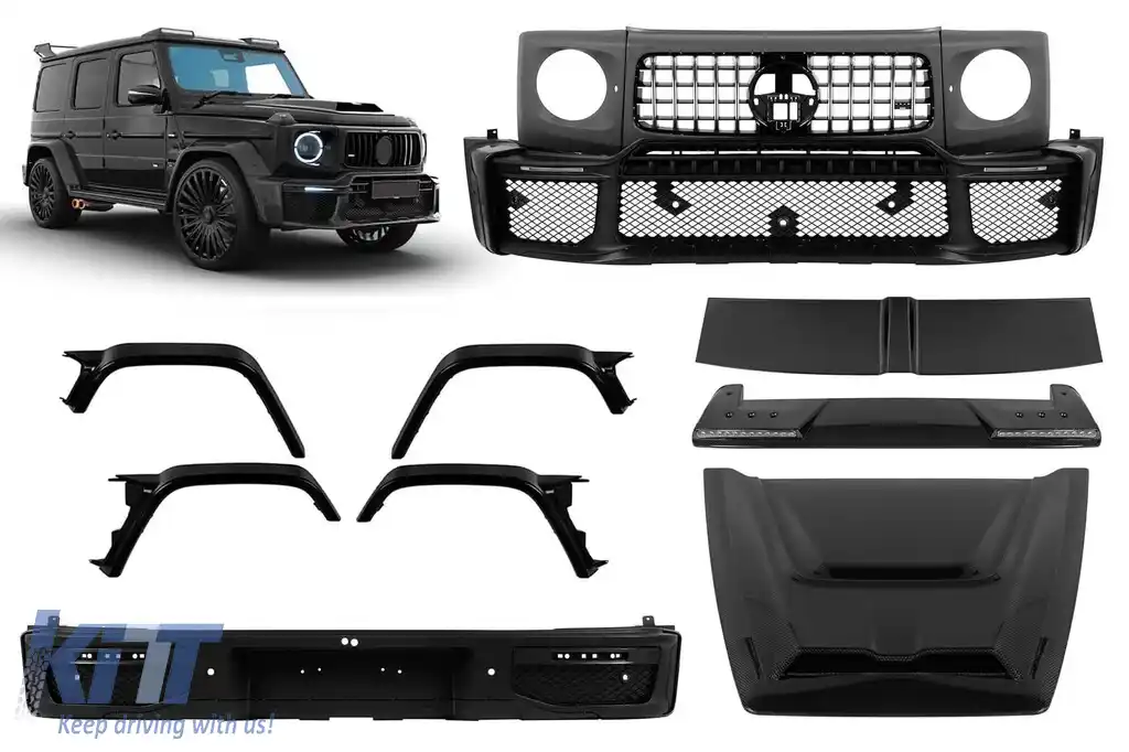 Kit de tuning tip BRBS potrivit pentru Mercedes G-Class W464 2018-2023 cu accesorii din fibră de carbon și spoilere