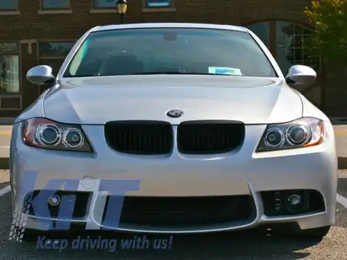 Kit Exterior compatibil cu BMW E90 Seria 3 (2004-2008) Non-Facelift M3 Design cu Grila Dubla Negru Lucios-image-6020750