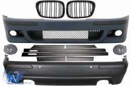 Kit Exterior compatibil cu BMW Seria 5 E39 (1997-2003) Cu Proiectoare Crom si Grile Negru Lucioase+Bandouri Laterale-image-6000019