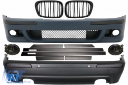 Kit Exterior compatibil cu BMW Seria 5 E39 (1997-2003) Cu Proiectoare Fumurii si Grile Negru Lucioase +Bandouri Laterale M5 Design-image-6000045