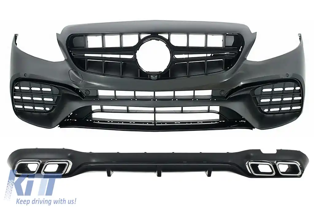 Kit Exterior compatibil cu Mercedes E-Class W213 (2016-2019) E63 Design Ornamente Tobe Crom