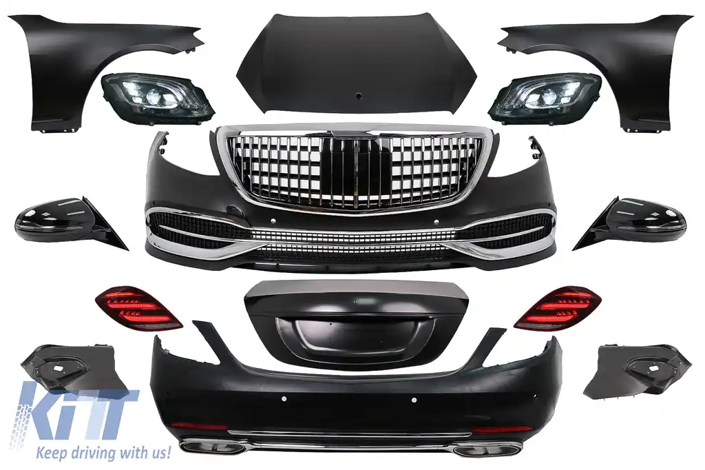 Kit Exterior Complet compatibil cu Mercedes S-Class W221 (2005-2013) Conversie Completa la W222 2018 Design
