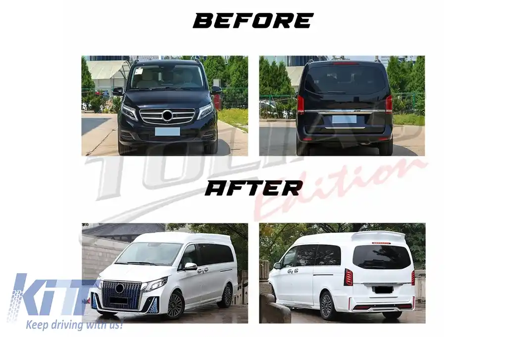Kit Exterior Complet compatibil cu Mercedes V-Class W447 Vito W448 (2014-) Grila LED Cascada-image-6211440