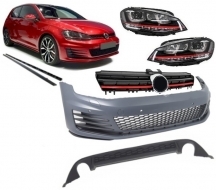 Kit Exterior Complet compatibil cu VW Golf VII 7 2013-2016 GTI Look cu Grila Centrala si Faruri LED DRL-image-6000133