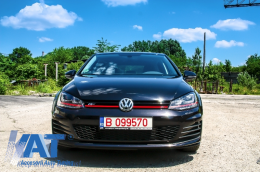 Kit Exterior Complet compatibil cu VW Golf VII 7 2013-2016 GTI Look cu Grila Centrala si Faruri LED DRL-image-6010386