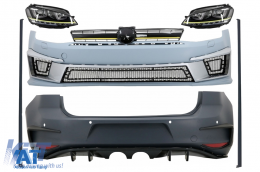 Kit Exterior Complet compatibil cu VW Golf VII 7 (2012-2017) R400 Design cu Faruri 3D LED Semnal Dinamic-image-6000161