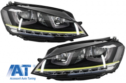 Kit Exterior Complet compatibil cu VW Golf VII 7 (2012-2017) R400 Design cu Faruri 3D LED Semnal Dinamic-image-6000176