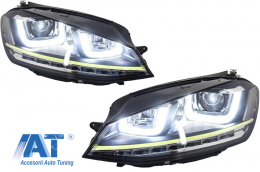 Kit Exterior Complet compatibil cu VW Golf VII 7 (2012-2017) R400 Design cu Faruri 3D LED Semnal Dinamic-image-6000178