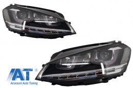 Kit Exterior Complet  compatibil cu VW Golf VII 7 2012-2017 R-line Look cu Faruri 3D LED-image-6017892