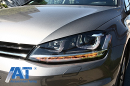 Kit Exterior Complet  compatibil cu VW Golf VII 7 2012-2017 R-line Look cu Faruri 3D LED-image-6017898