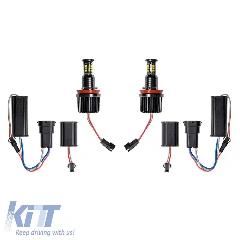 image-6-Kit LED potrivit pentru Angel Eyes BMW 3 E90 / E92 / 5 E60 / X5 E70 / X6 E71 H8 120watt Canbus culoare albă 2 bucăți