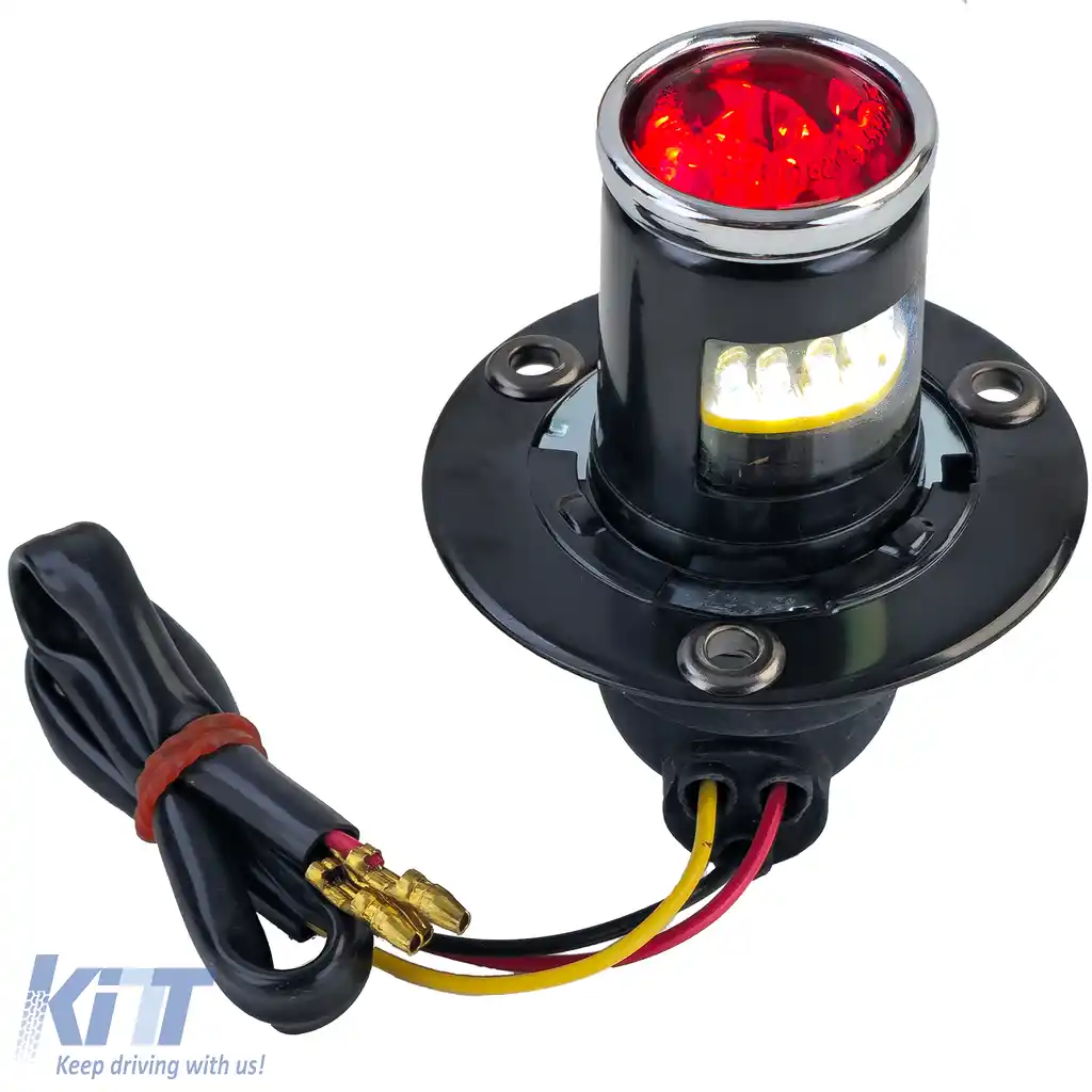 Lampa LED de stop pentru motocicletă LUCAS mică clasică neagră cu marcaj E