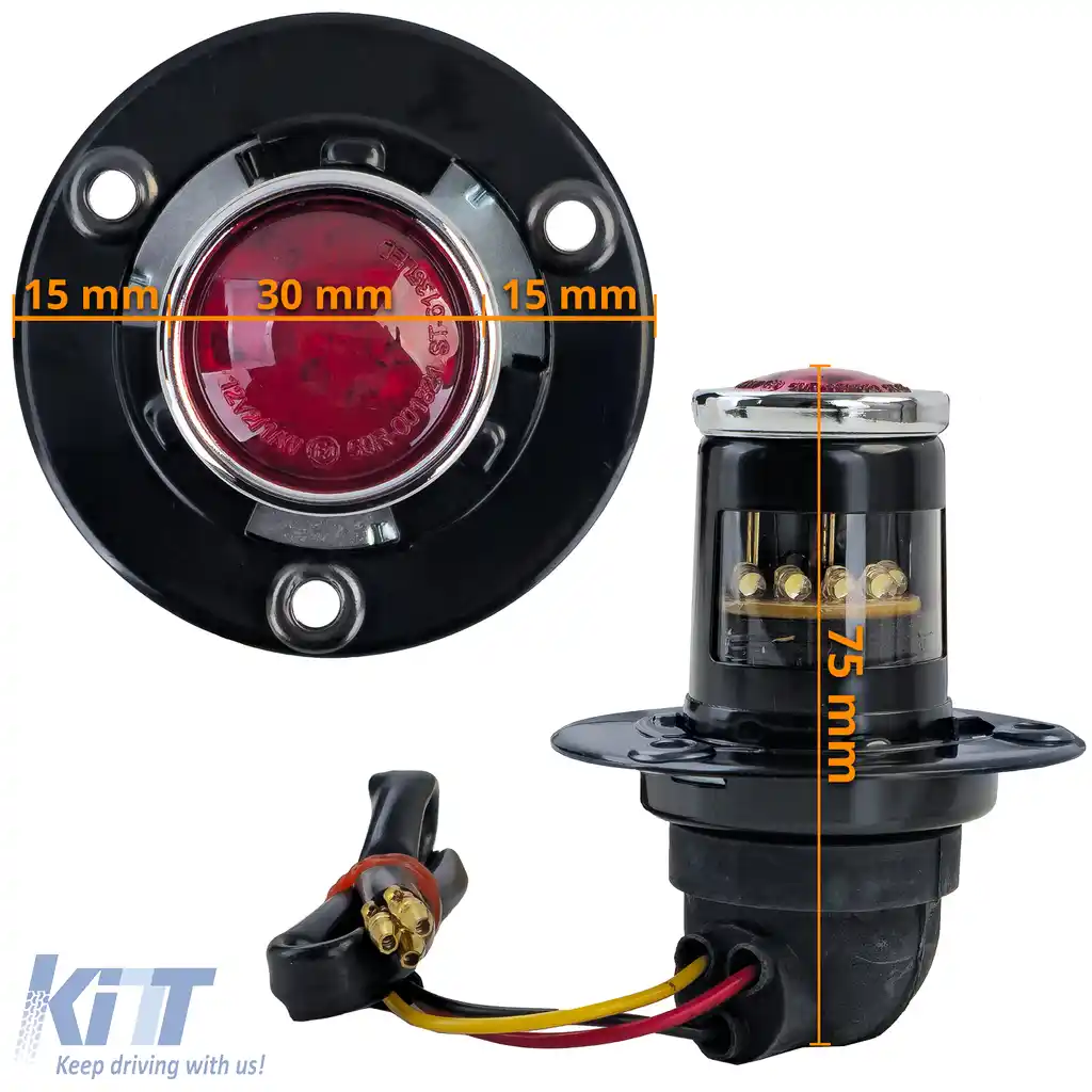 Lampa LED de stop pentru motocicletă LUCAS mică clasică neagră cu marcaj E-image-6258471