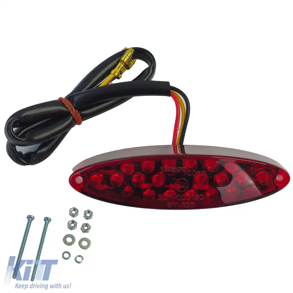 Lampa spate LED universală pentru motocicletă DROP cu lentilă clară roșie, cu marcaj E