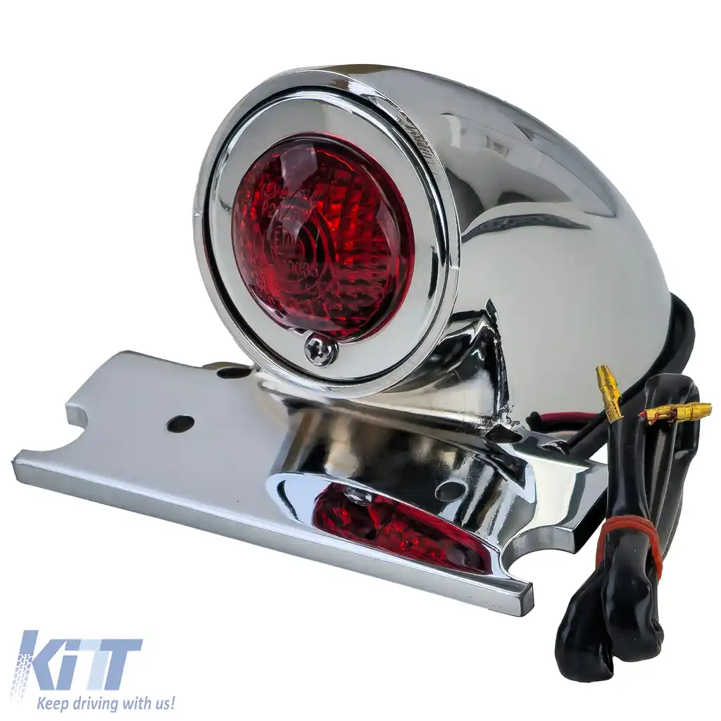 Lampa spate pentru motocicletă Sparto crom universal, potrivită pentru chopper, stil vechi Harley retro-image-6258855