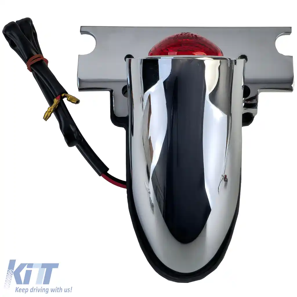 Lampa spate pentru motocicletă Sparto crom universal, potrivită pentru chopper, stil vechi Harley retro-image-6258857