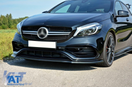 Lip Bara Fata compatibil cu Mercedes A-Class W176 AMG Facelift (2015-2018) Negru Lucios-image-6086444