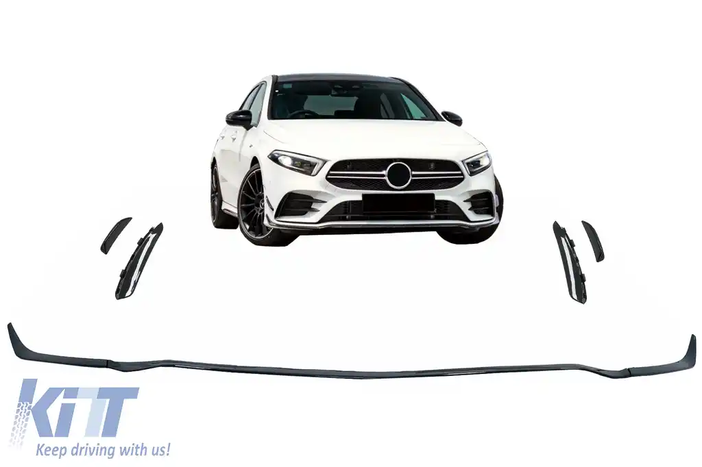 Lip Bara Fata compatibil cu Mercedes A-Class W177 V177 Sport-Line / A35 (2018-2022) Negru