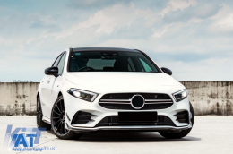 Lip Bara Fata compatibil cu Mercedes A-Class W177 V177 Sport-Line / A35 (2018-2022) Negru-image-6087467