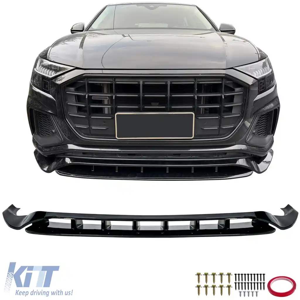 Lipsă spoiler frontal performanță negru lucios, potrivit pentru Audi Q8 cu S-Line 4M 2018-2023