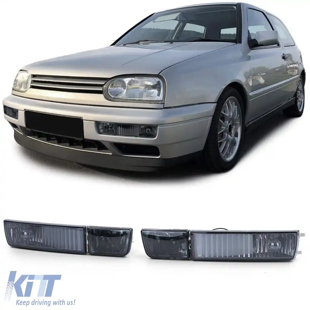 Lămpi de ceață cu sticlă clară și indicator fum negru, potrivite pentru VW Golf 3 Vento 91-97