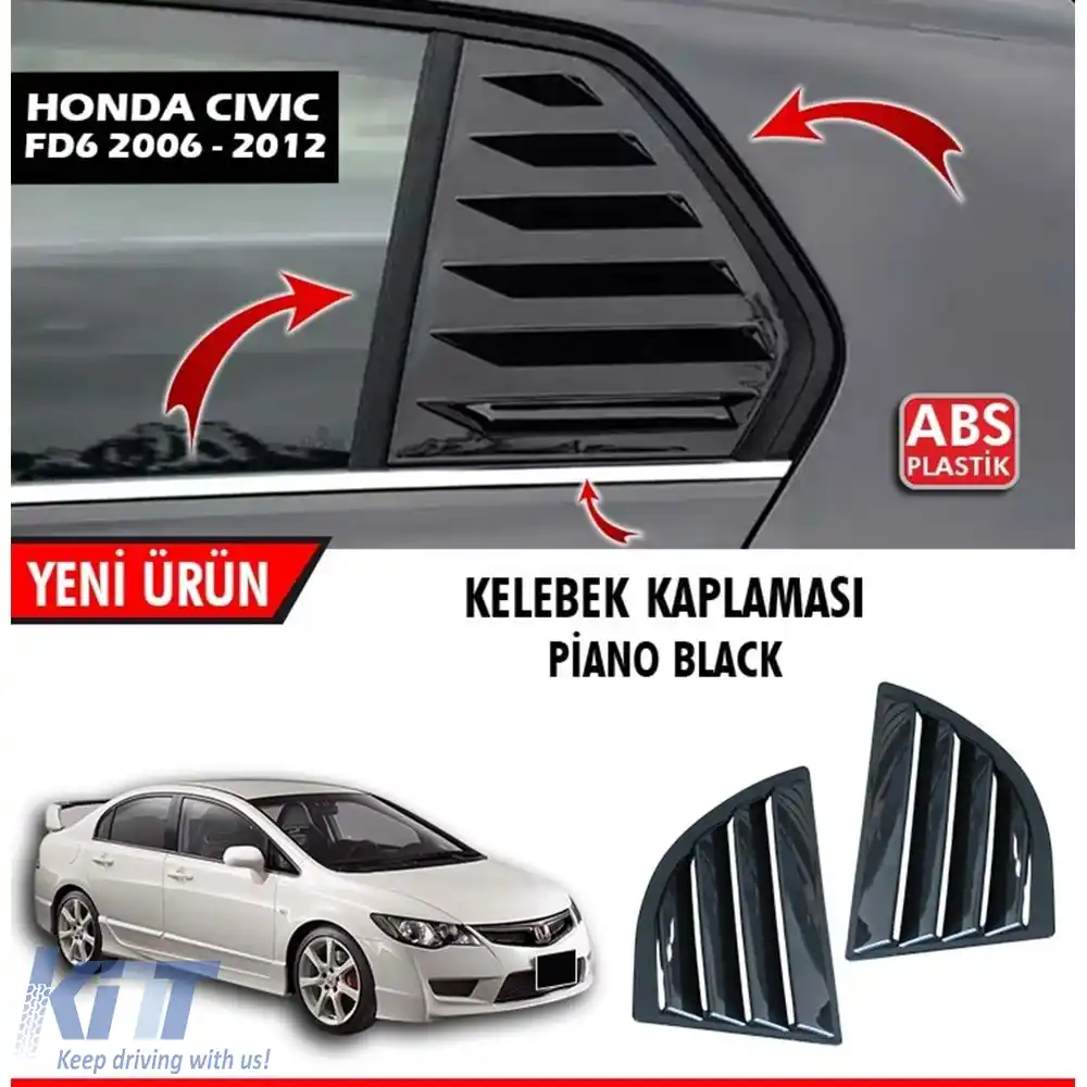image-66-Louver fereastră laterală Civic FD6 Negru Pian ABS / 2006-2011