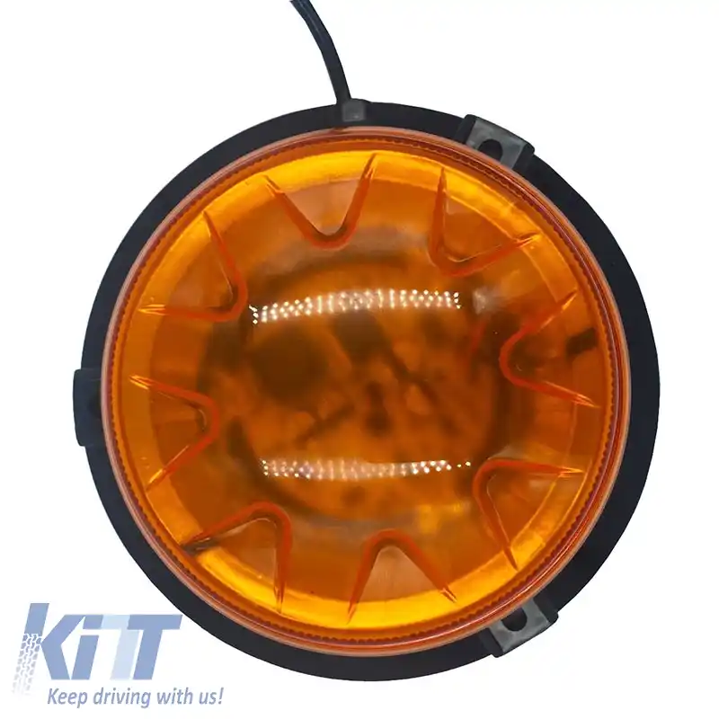 Lumină de Avertizare Rotativă cu Șurub Magnetic și Ventuz LED 12V/24V 13x7cm Portocalie-image-6310255