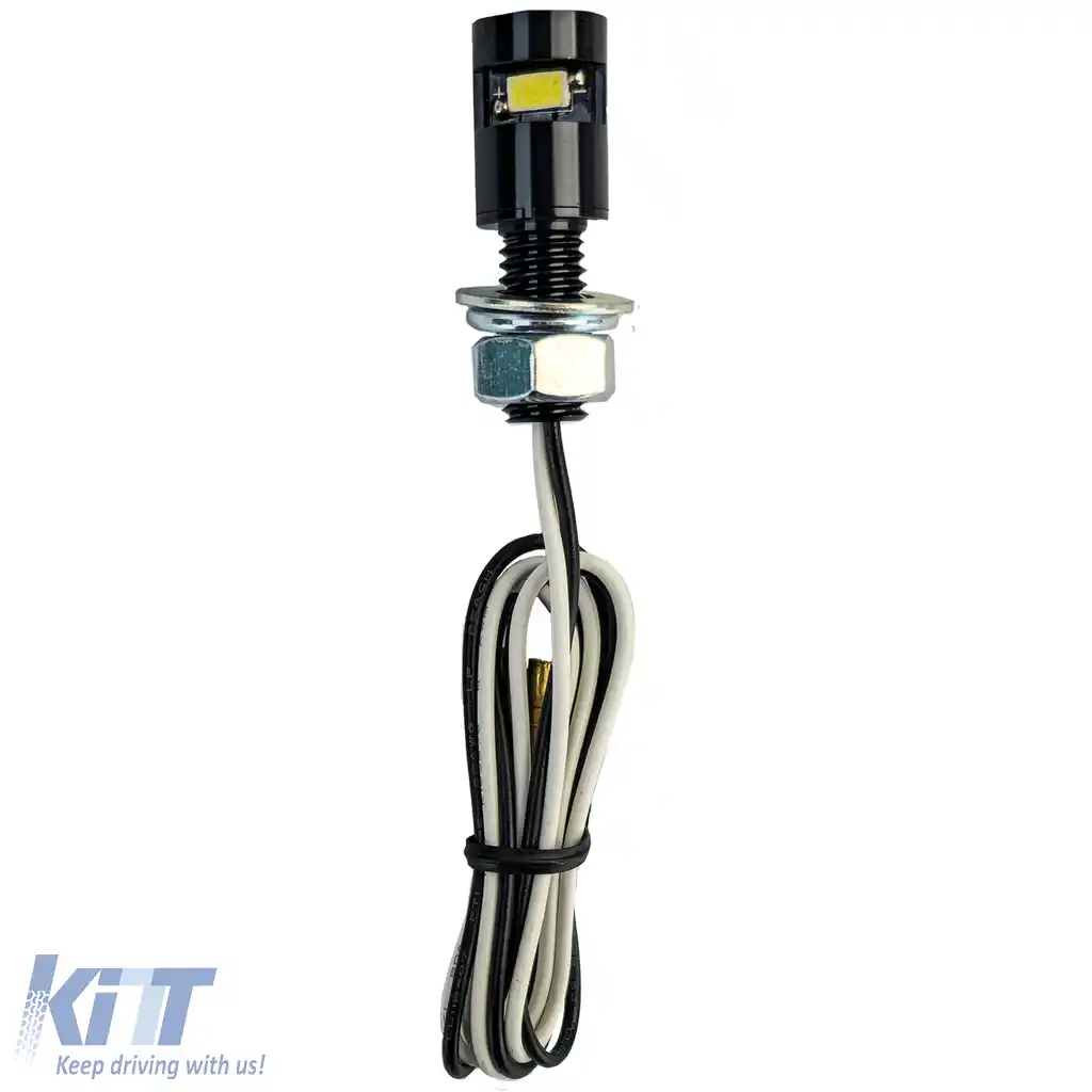 Lumină LED pentru Plăcuța de Înmatriculare a Motocicletei Mini Neagră din Aluminiu Universală-image-6258696