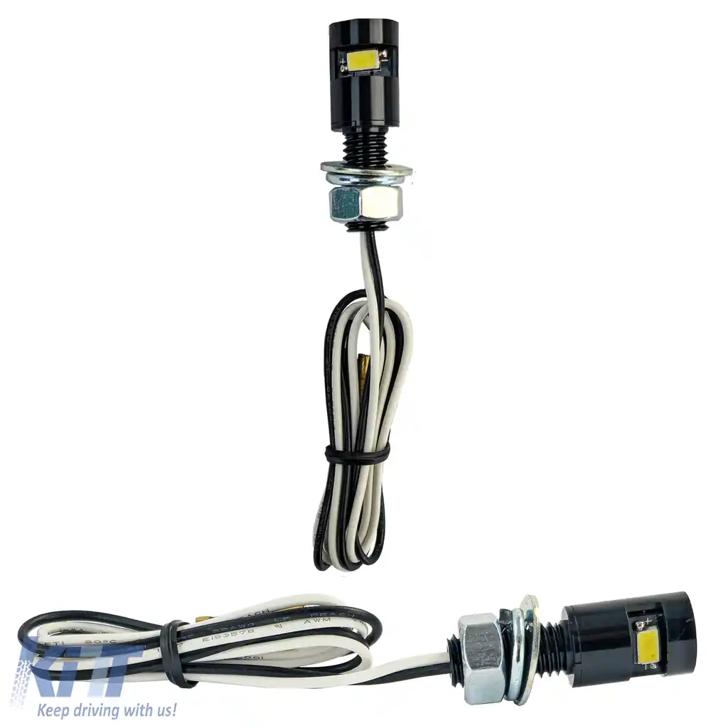 Lumină LED pentru Plăcuța de Înmatriculare a Motocicletei Mini Neagră din Aluminiu Universală-image-6258699