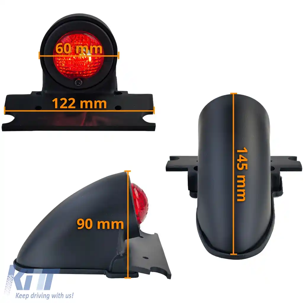 Lumina spate de motocicletă Sparto neagră universală, potrivită pentru chopper old school Harley retro-image-6261600