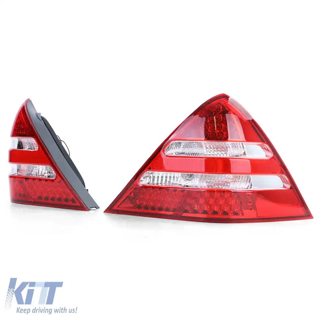 Lumini de poziție LED cu sticlă clară, roșii, pereche pentru Mercedes SLK R170 96-04-image-6195121