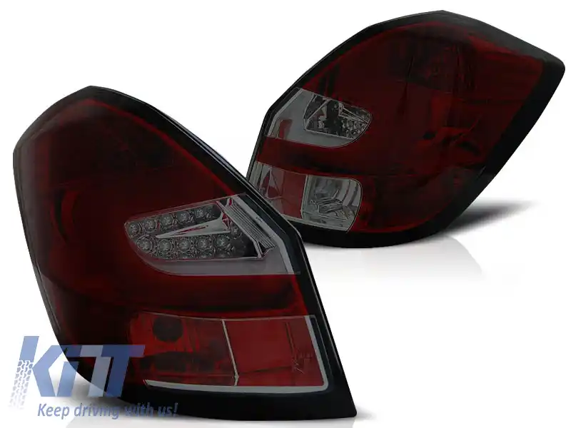 LUMINI DE STOP LED BAR ROȘII FUMURII potrivite pentru SKODA FABIA II 07- 06.14