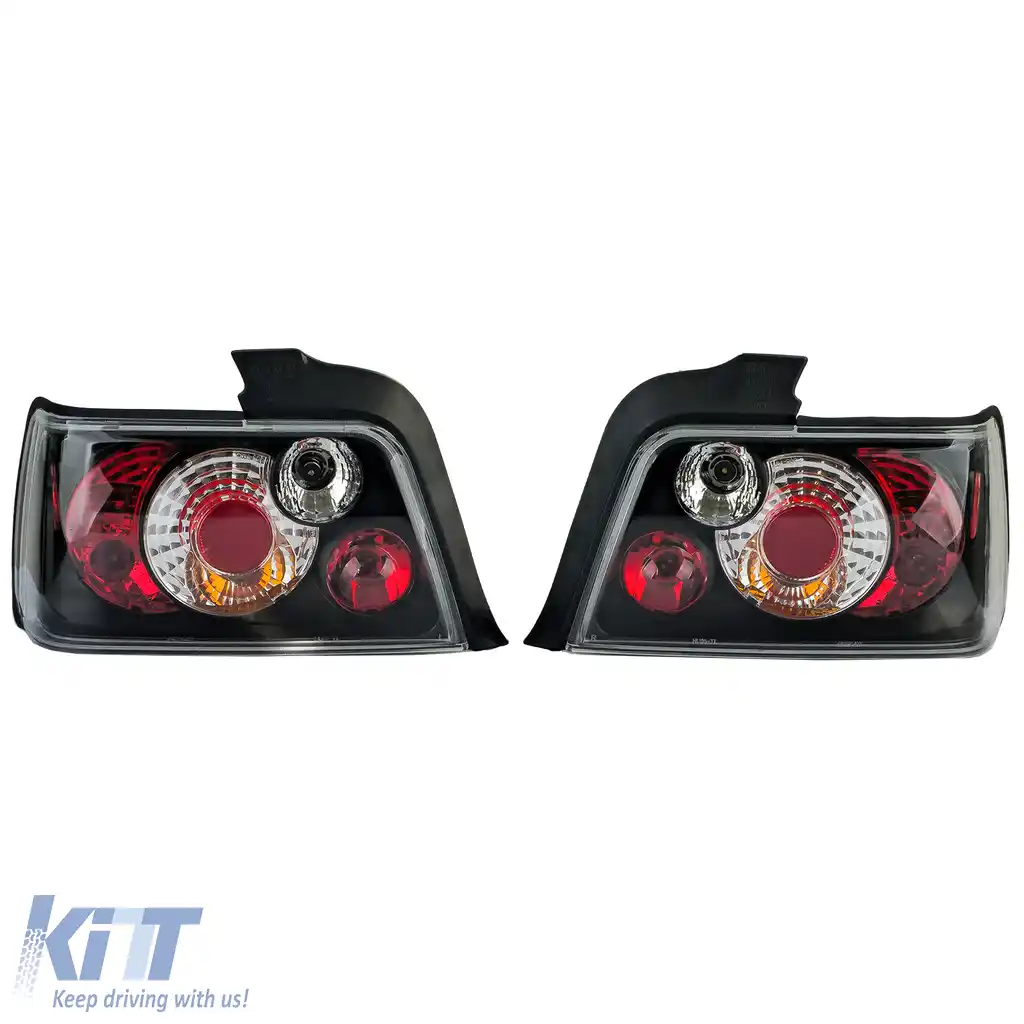Lumini spate cu sticlă clară, negre, potrivite pentru BMW Seria 3 E36 Sedan 1990-1998-image-6193084