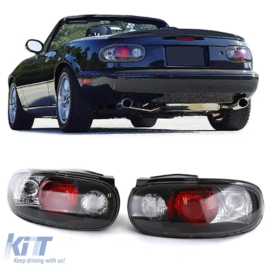 Lumini spate cu sticlă clară, negre, potrivite pentru Mazda MX5 NA 89-98