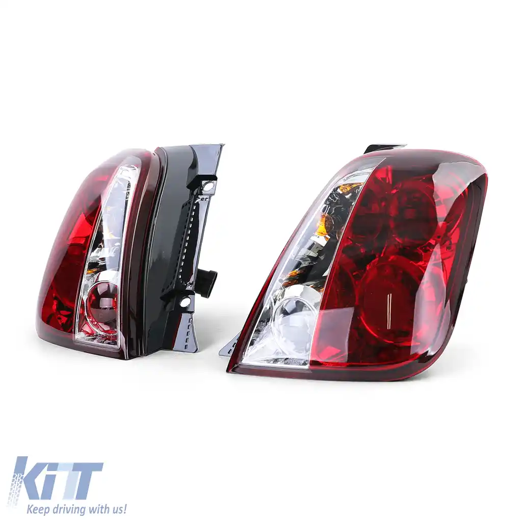 Lumini spate cu sticlă clară roșie pentru Fiat 500 2007-2015-image-6205343