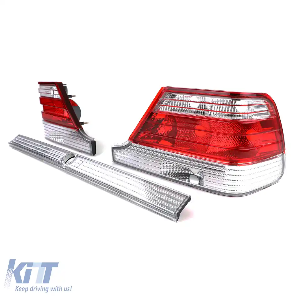 Lumini spate din sticlă clară cu bandă de blocare roșie transparentă, potrivite pentru Mercedes S-Class W140 94-98-image-6193528
