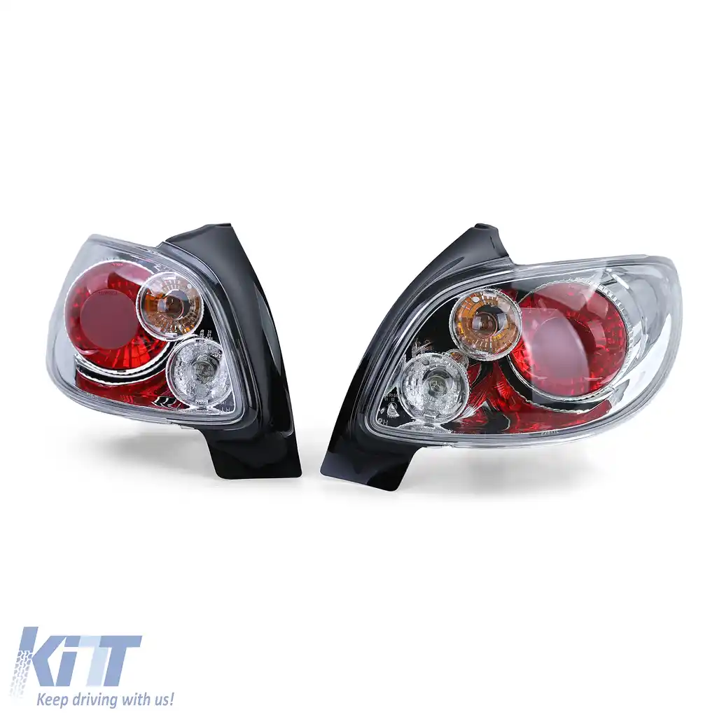 Lumini spate din sticlă clară cu crom, potrivite pentru Peugeot 206 hatchback 3 + 5 uși 98-09-image-6190365