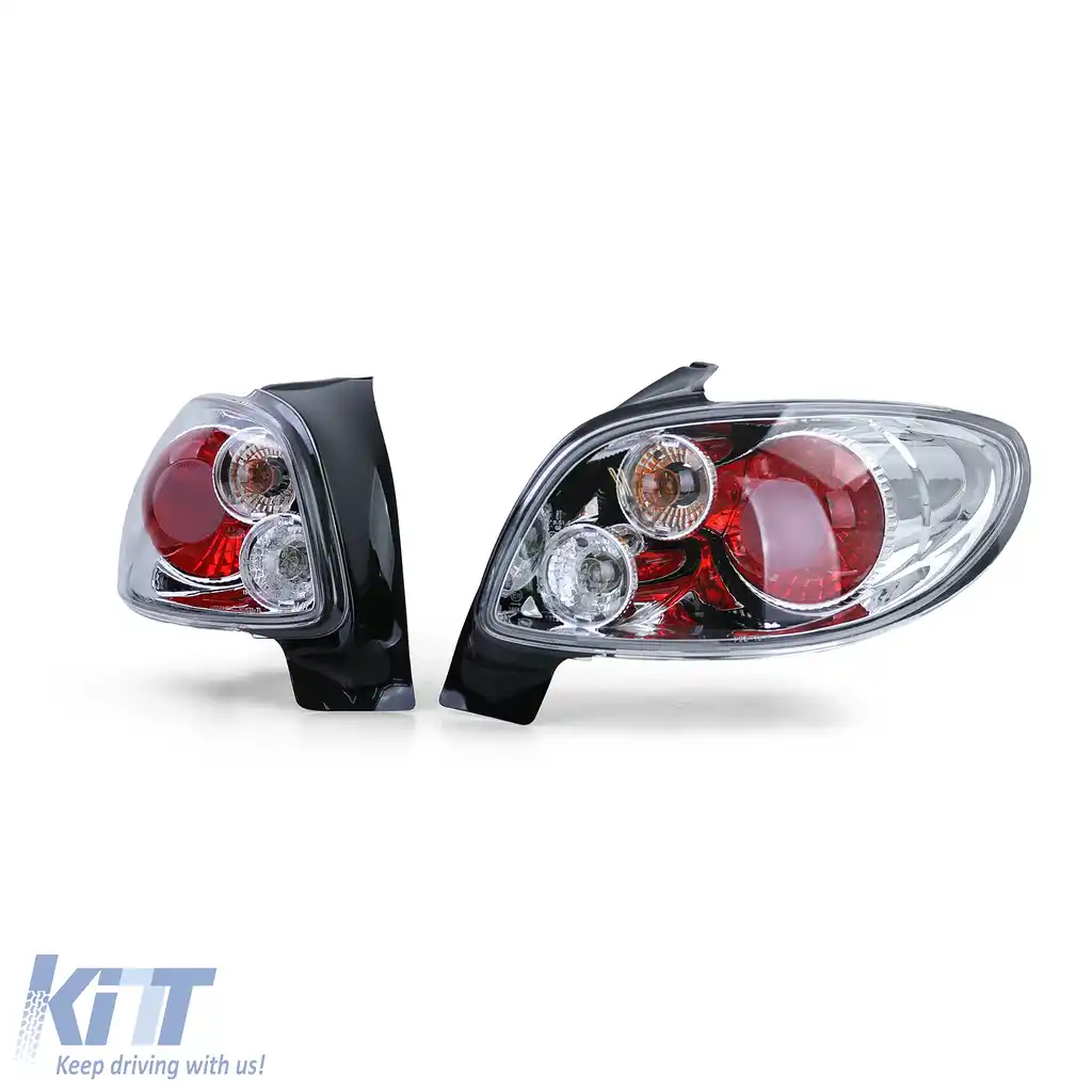 Lumini spate din sticlă clară cu crom, potrivite pentru Peugeot 206 hatchback 3 + 5 uși 98-09-image-6190366
